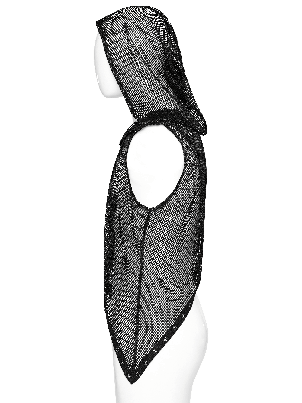 Gothic Mesh Hooded Vest / Sexy Punk Hollow Out Design Top