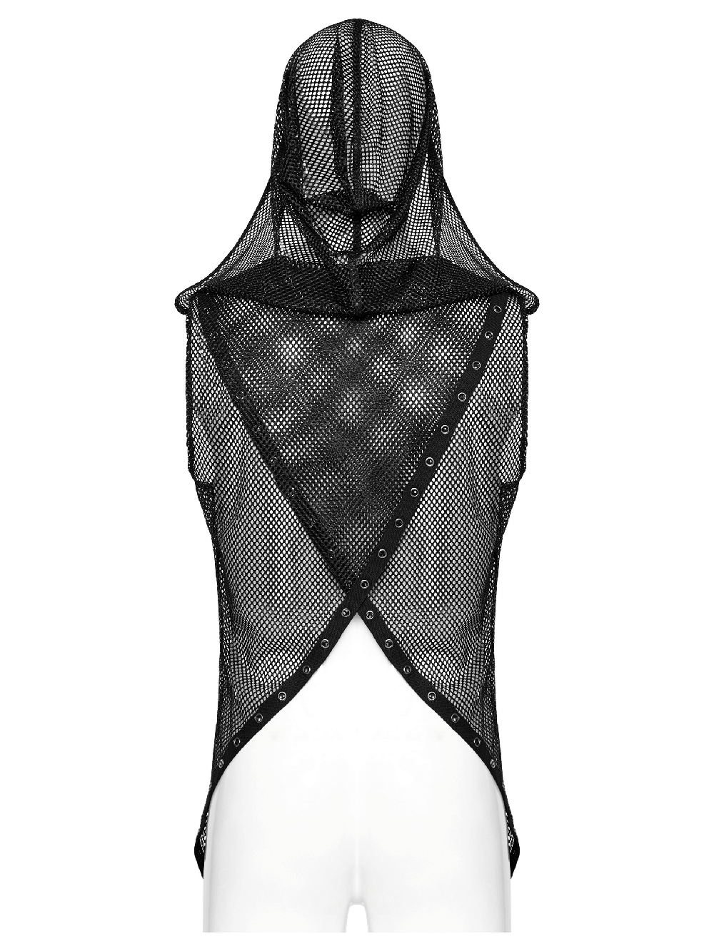 Gothic Mesh Hooded Vest / Sexy Punk Hollow Out Design Top