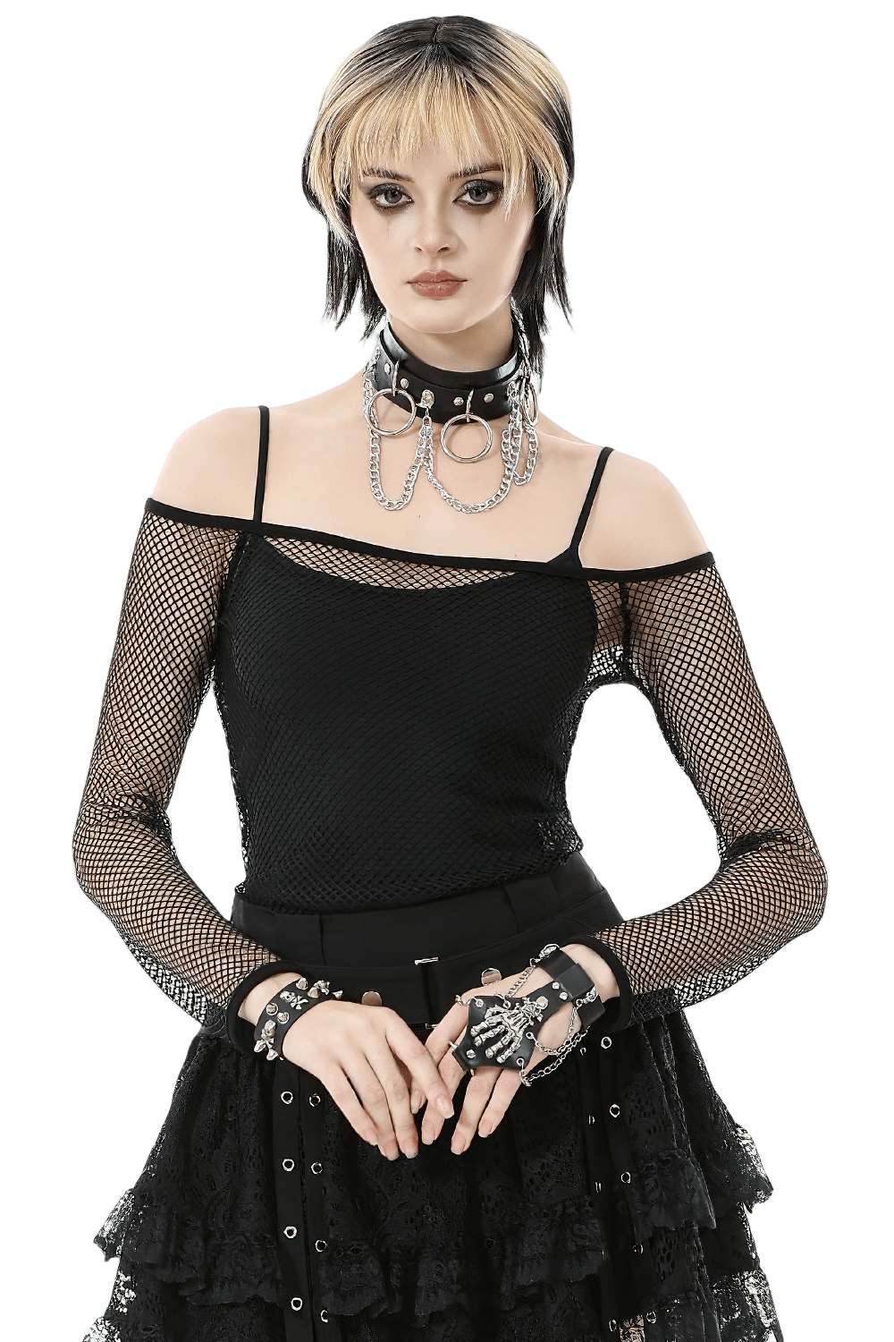 Gothic Mesh Off-Shoulder Long-Sleeved Top for Women