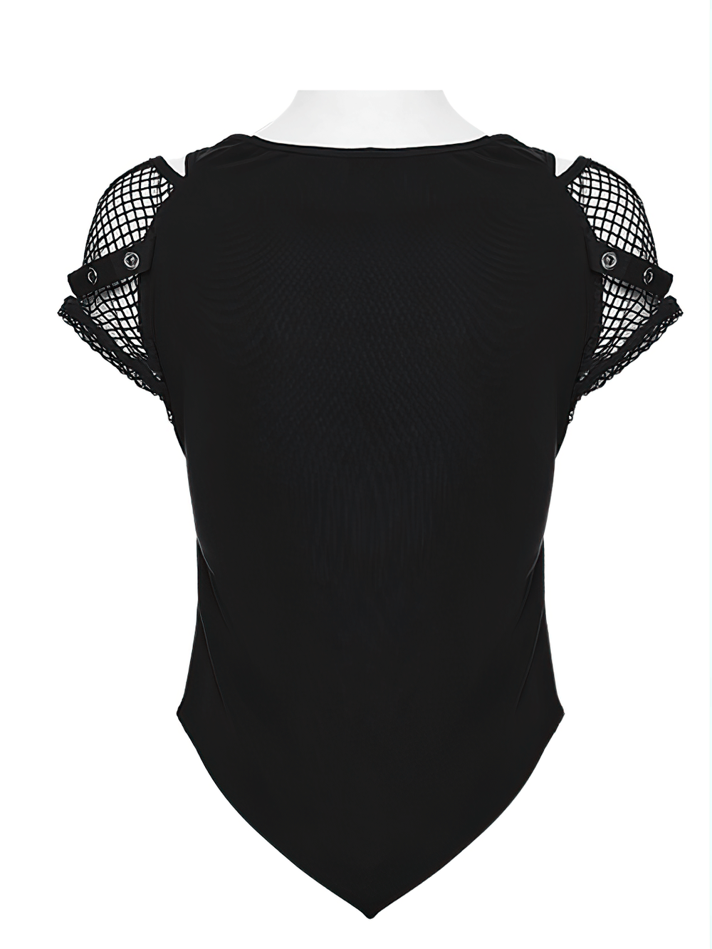 Gothic Mesh T-Shirt with Bat and Skull Print Design