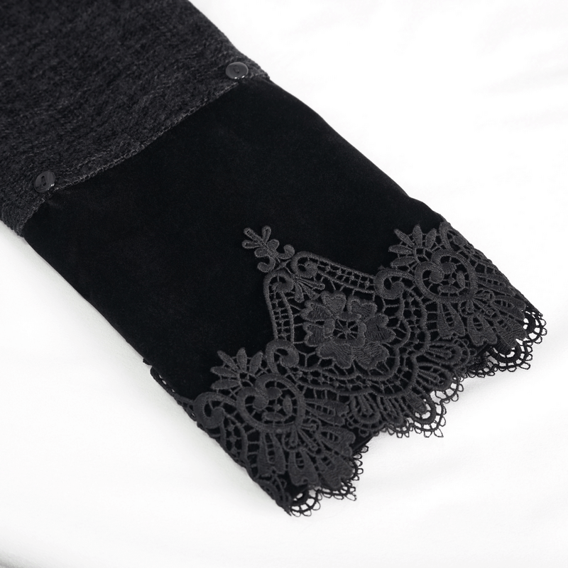 Gothic Mid-Length Coat with Detachable Faux Fur / Men's Warm Zipper Coat with Buttons