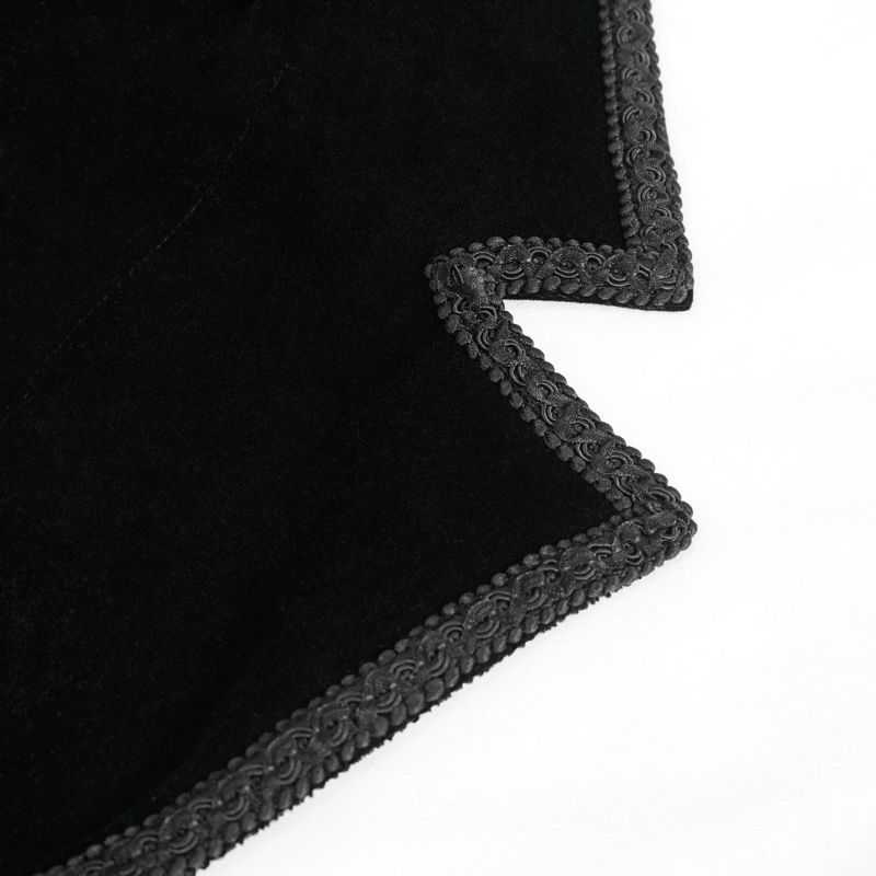 Gothic Mid-Length Coat with Detachable Faux Fur / Men's Warm Zipper Coat with Buttons