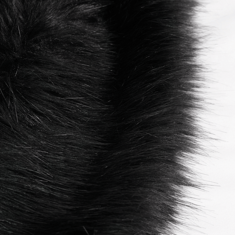 Gothic Mid-Length Coat with Detachable Faux Fur / Men's Warm Zipper Coat with Buttons