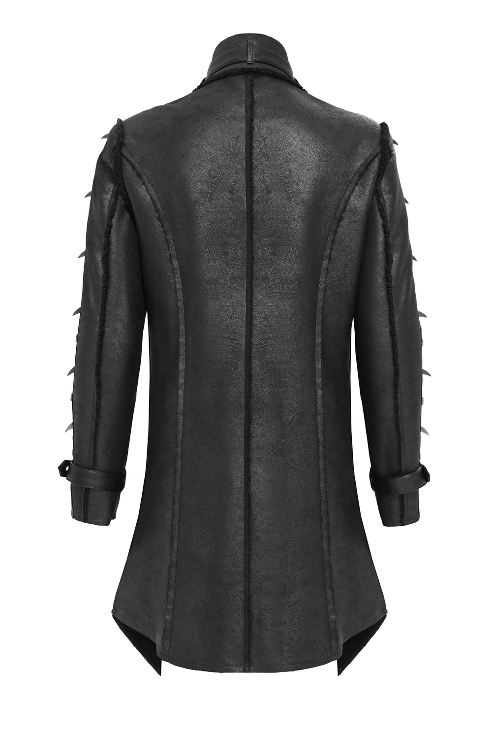 Gothic Military Long Coat with Spiked Shoulders and Straps