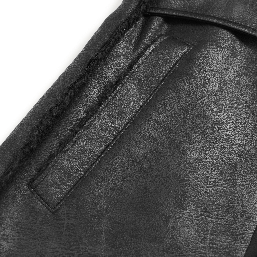 Gothic Military Long Coat with Spiked Shoulders and Straps