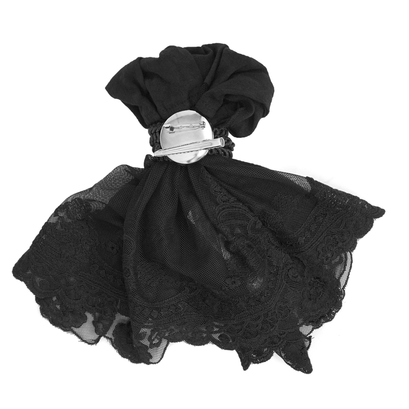 Gothic Noir Dentelle Cravate Jabot for Men / Vintage Male Ties with Brooch / Alternative Style