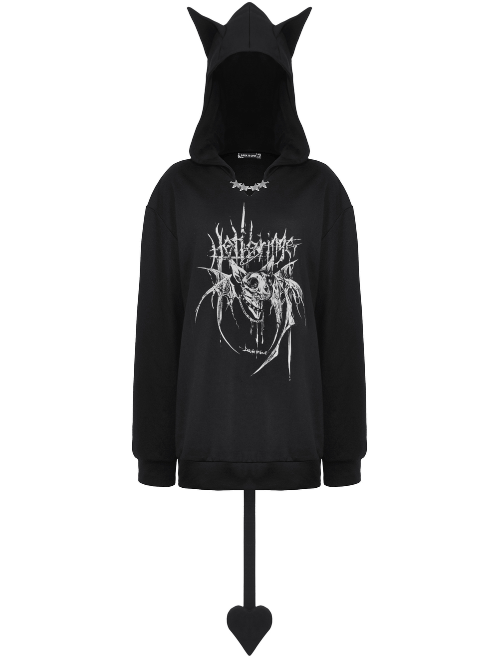 Gothic Oversized Hoodie with Cat Ears and Tail