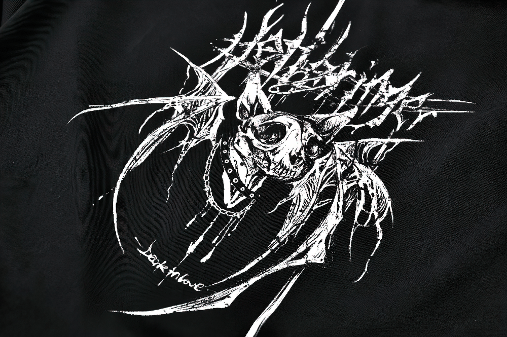 Gothic Oversized Hoodie with Cat Ears and Tail