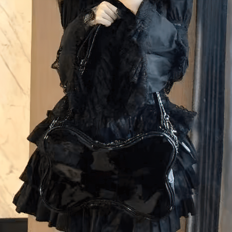 Gothic Patent Leather Bone Shape Bag / Punk Style Single Shoulder Bag