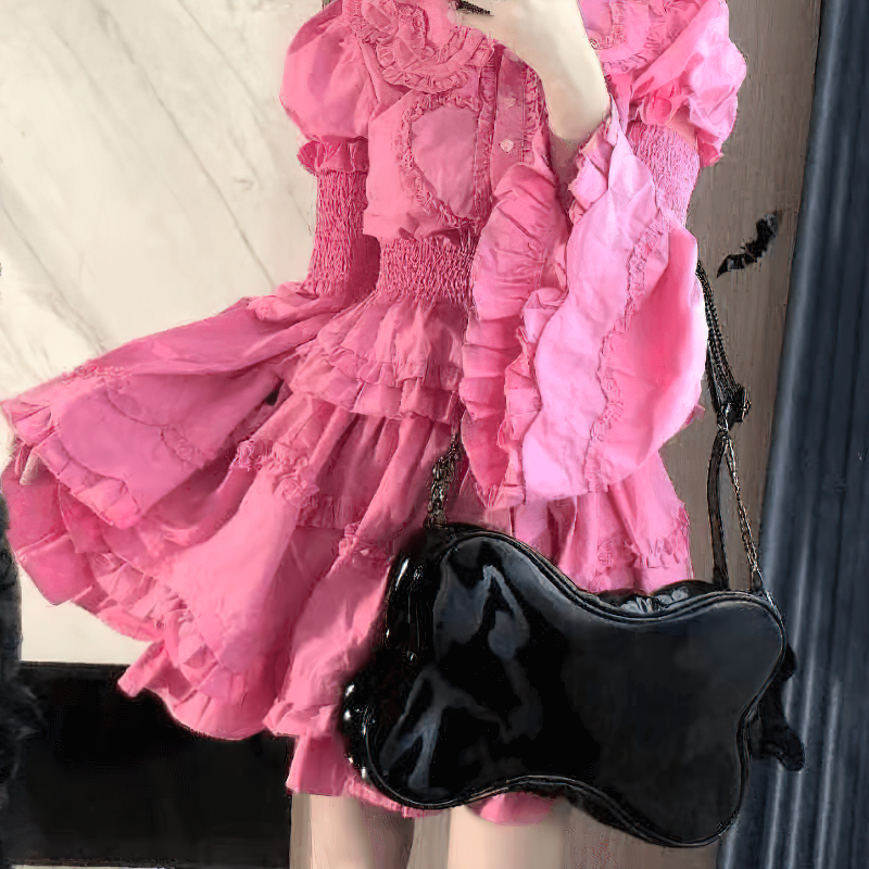 Gothic Patent Leather Bone Shape Bag / Punk Style Single Shoulder Bag