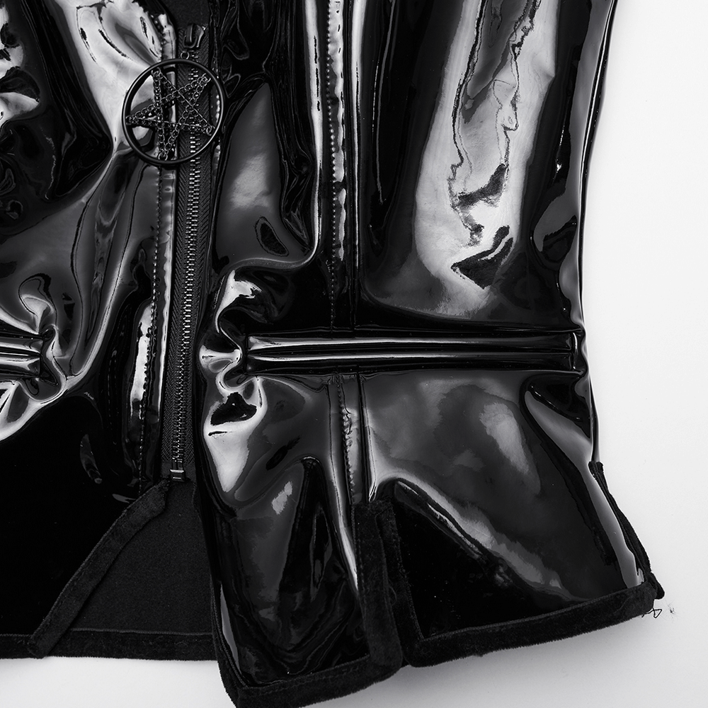 Gothic Patent Leather Vest with Punk Star Detail