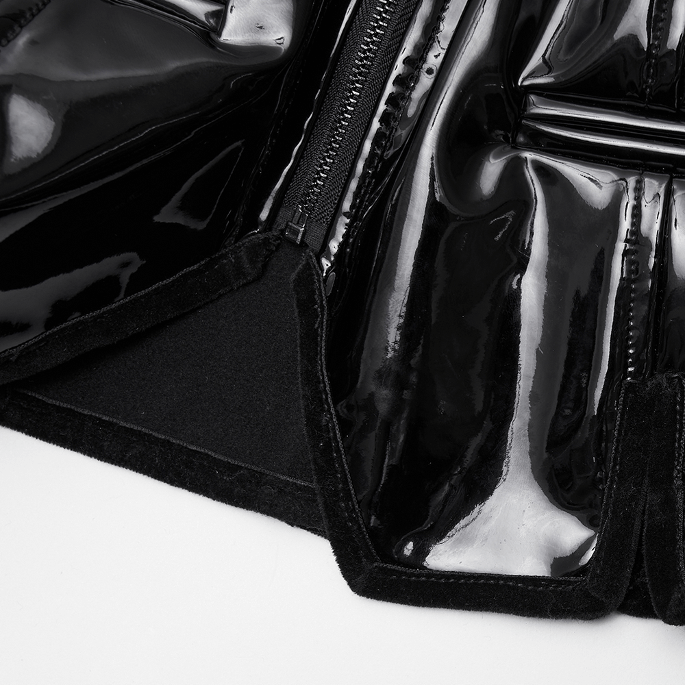 Gothic Patent Leather Vest with Punk Star Detail