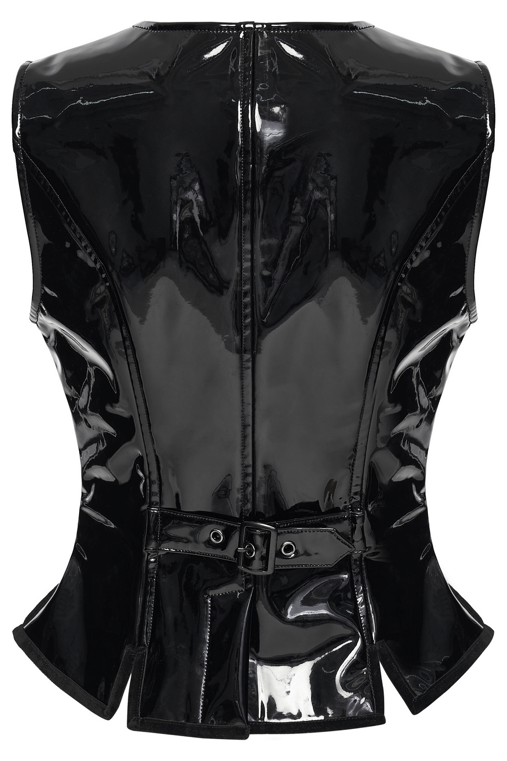Gothic Patent Leather Vest with Punk Star Detail