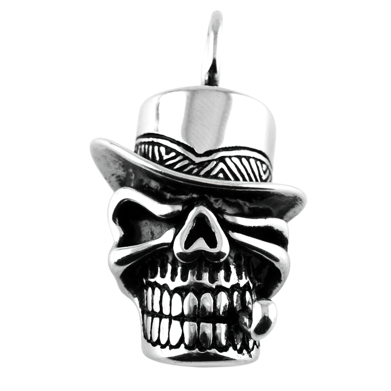 Rock Style Stainless Pendant Of Denim Skull In a Hat / Unisex Fashion Gothic Jewelry