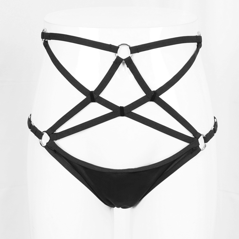 Gothic Pentagram Design Black Bikini Set / Women's Swimsuit with Adjustable Straps
