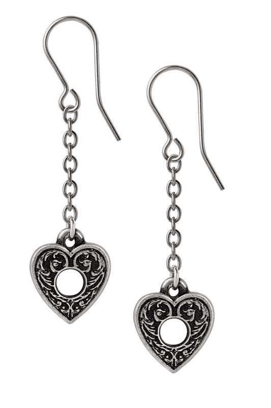 Gothic Planchette Earrings with Delicate Chain Drop