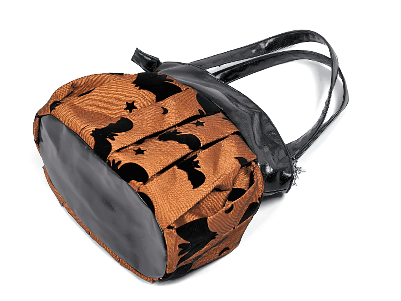 Gothic Pleated Bat and Star Print Handbag with Bat Zipper