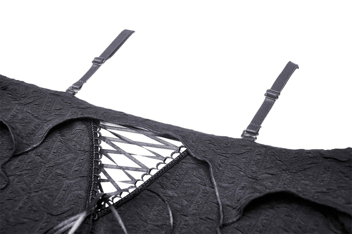 Gothic Pleated Off-Shoulder Cutout Top for Women