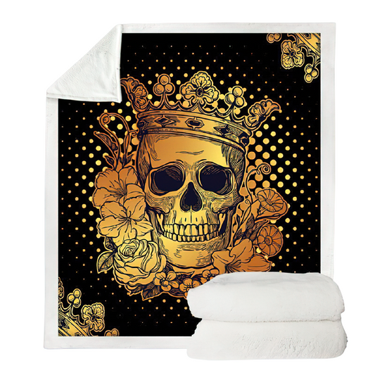 Gothic Plush Blanket With Print Skull One Piece Flowers / Alternative Soft Blankets with Sherpa #2