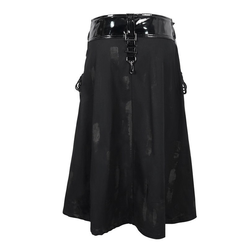 Gothic PU Leather Belt Half Skirt For Men / Punk Rock Male Kilt with Rivet and Clasp Accents