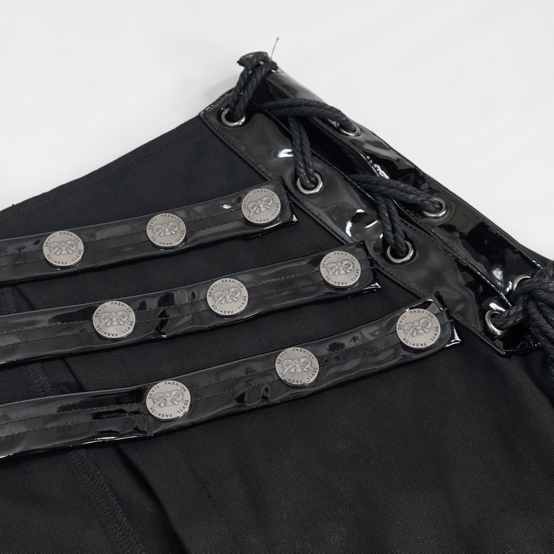 Gothic PU Leather Belt Half Skirt For Men / Punk Rock Male Kilt with Rivet and Clasp Accents