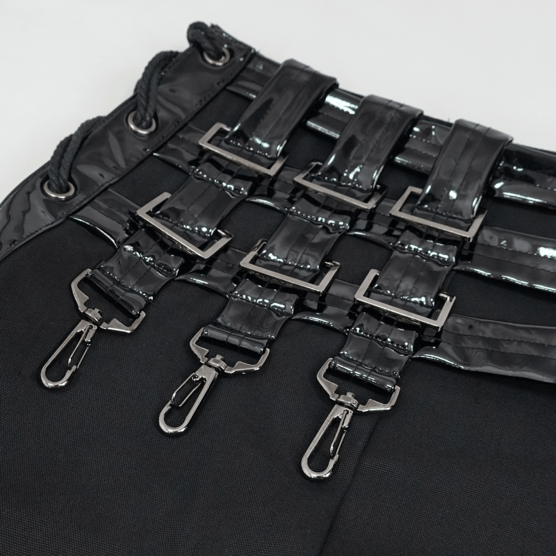 Gothic PU Leather Belt Half Skirt For Men / Punk Rock Male Kilt with Rivet and Clasp Accents