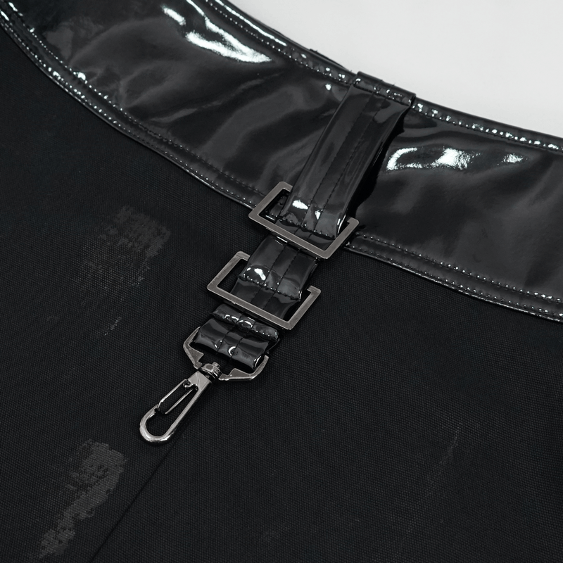 Gothic PU Leather Belt Half Skirt For Men / Punk Rock Male Kilt with Rivet and Clasp Accents