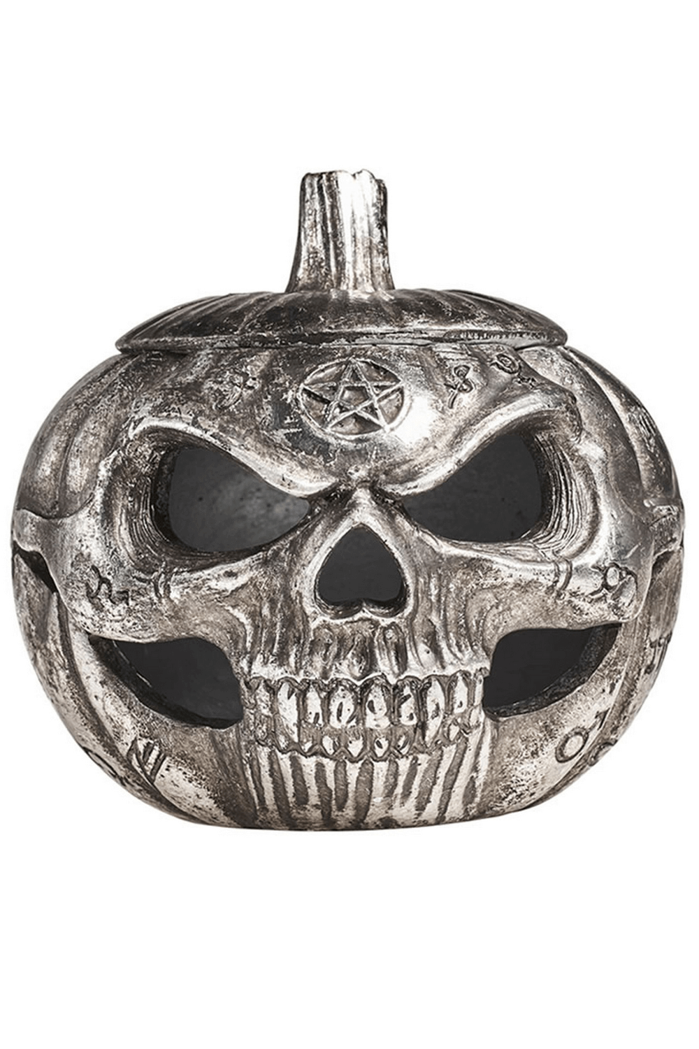 Gothic Pumpkin Skull Jewelry Pot with Occult Sigils