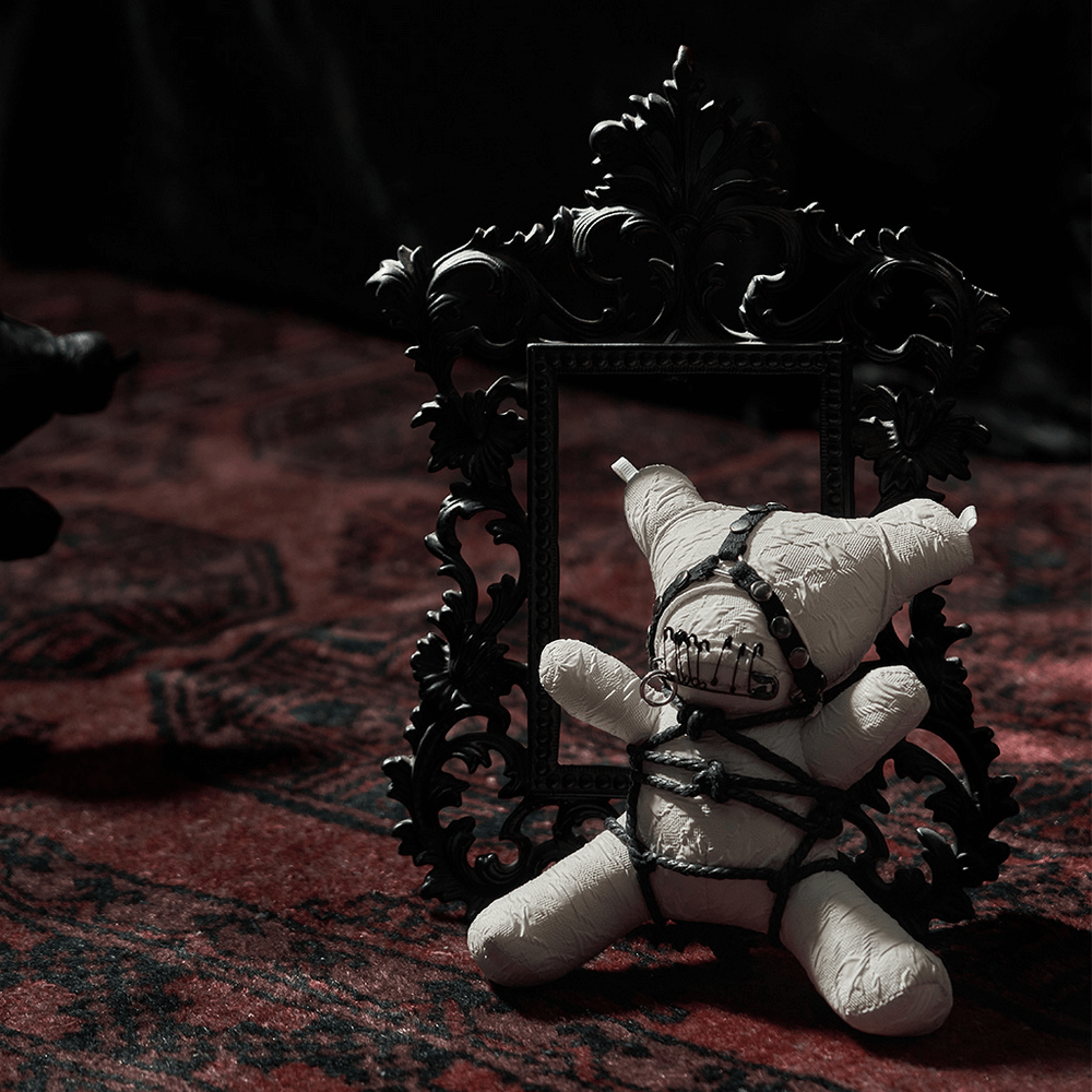 Gothic Punk Bear Plush with Chain and Edgy Detailing