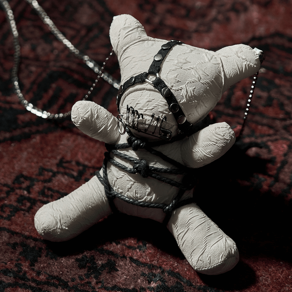 Gothic Punk Bear Plush with Chain and Edgy Detailing