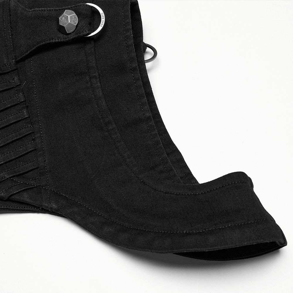 Gothic Punk Black High Collar Denim Shoulder Cape