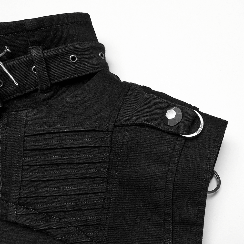 Gothic Punk Black High Collar Denim Shoulder Cape