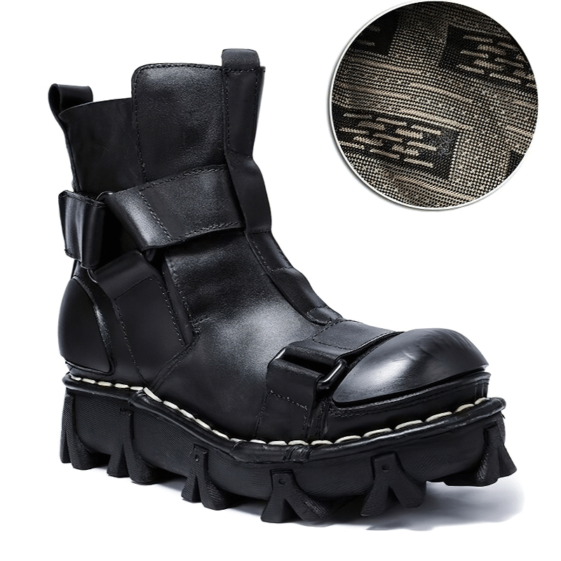 Gothic Punk Breathable Genuine Leather Boots / Combination Vamp Design Boots