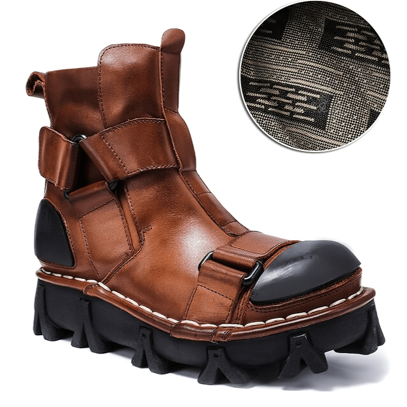 Gothic Punk Breathable Genuine Leather Boots / Combination Vamp Design Boots