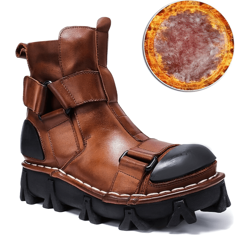 Gothic Punk Breathable Genuine Leather Boots / Combination Vamp Design Boots