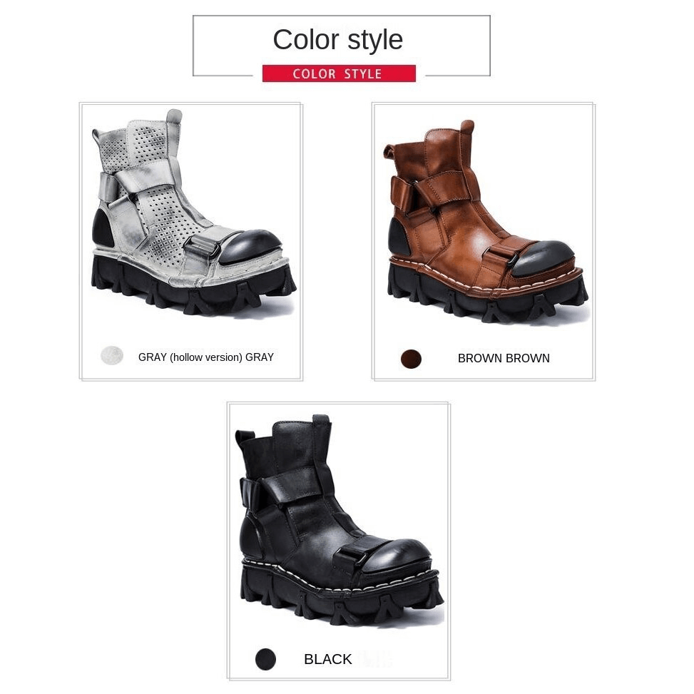 Gothic Punk Breathable Genuine Leather Boots / Combination Vamp Design Boots