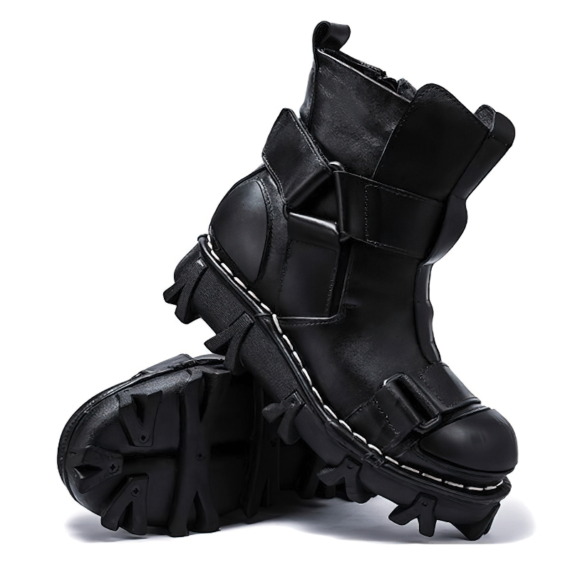 Gothic Punk Breathable Genuine Leather Boots / Combination Vamp Design Boots