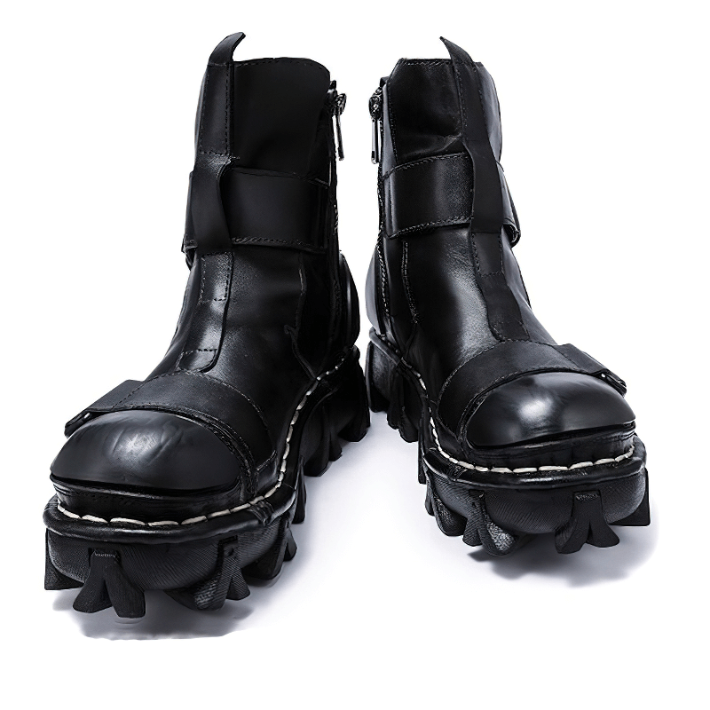 Gothic Punk Breathable Genuine Leather Boots / Combination Vamp Design Boots