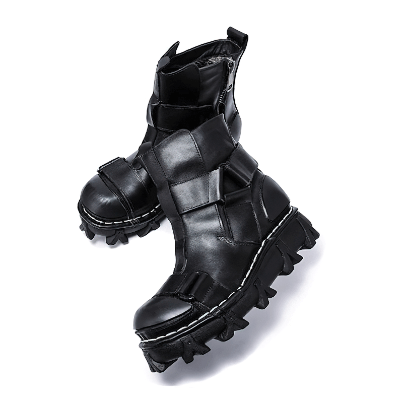 Gothic Punk Breathable Genuine Leather Boots / Combination Vamp Design Boots