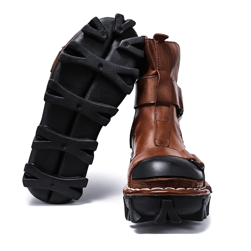 Gothic Punk Breathable Genuine Leather Boots / Combination Vamp Design Boots