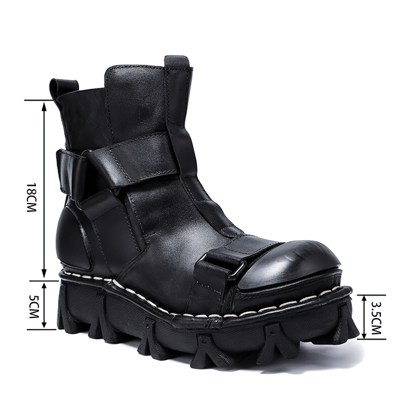 Gothic Punk Breathable Genuine Leather Boots / Combination Vamp Design Boots