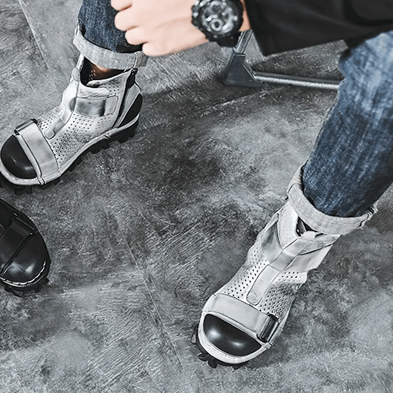 Gothic Punk Breathable Genuine Leather Boots / Combination Vamp Design Boots