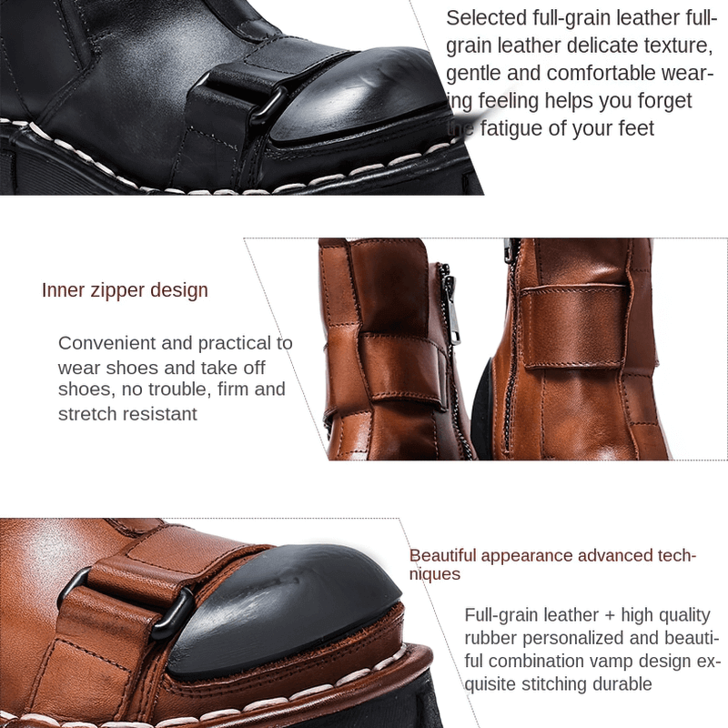 Gothic Punk Breathable Genuine Leather Boots / Combination Vamp Design Boots