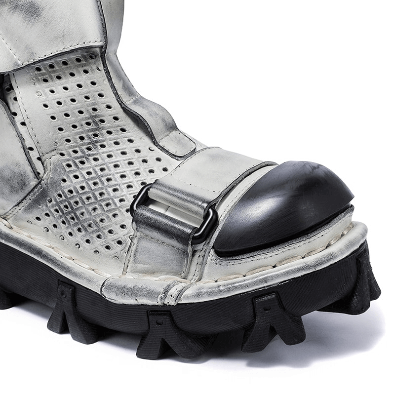 Gothic Punk Breathable Genuine Leather Boots / Combination Vamp Design Boots