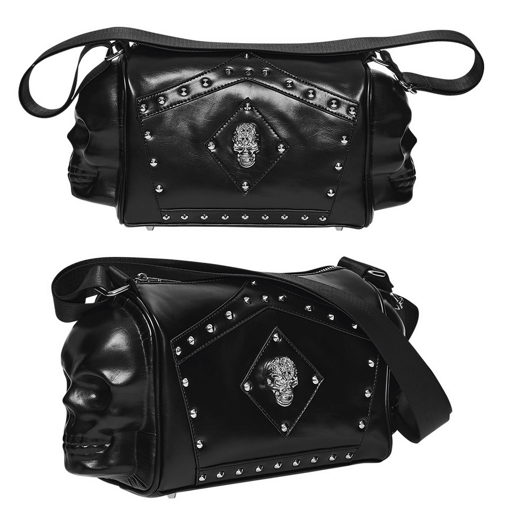 Gothic Punk Coffin Skull Shoulder Bag with Rivets