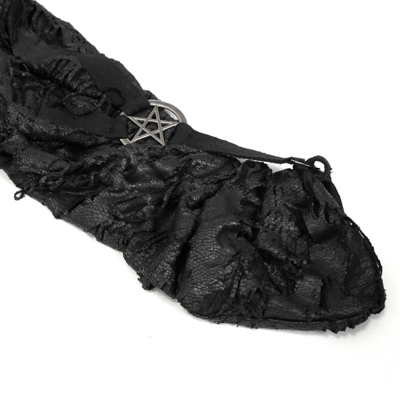 Gothic Punk Irregular Hooded Trench Coat / Stylish Loose Cape with Metal Pentagrams