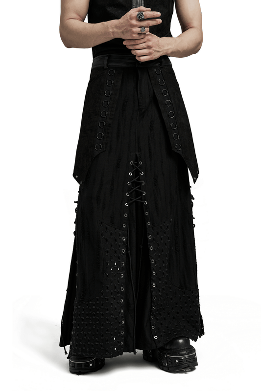 Gothic Punk Layered Skirt with Metallic Accents