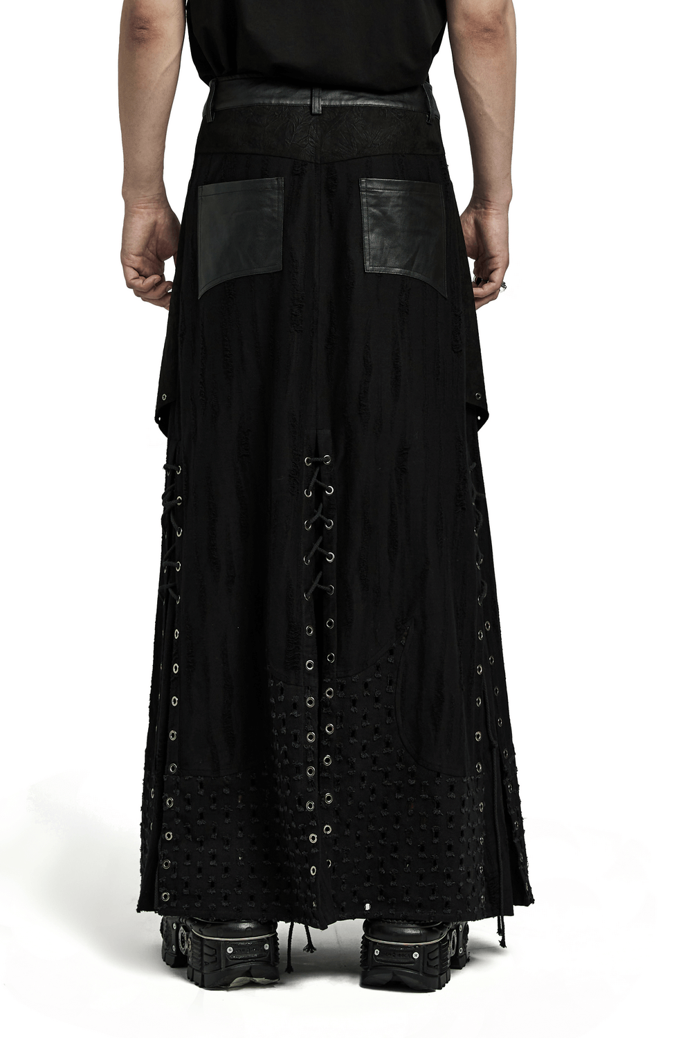 Gothic Punk Layered Skirt with Metallic Accents