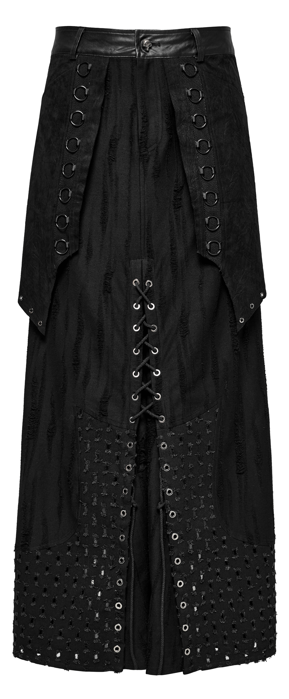 Gothic Punk Layered Skirt with Metallic Accents