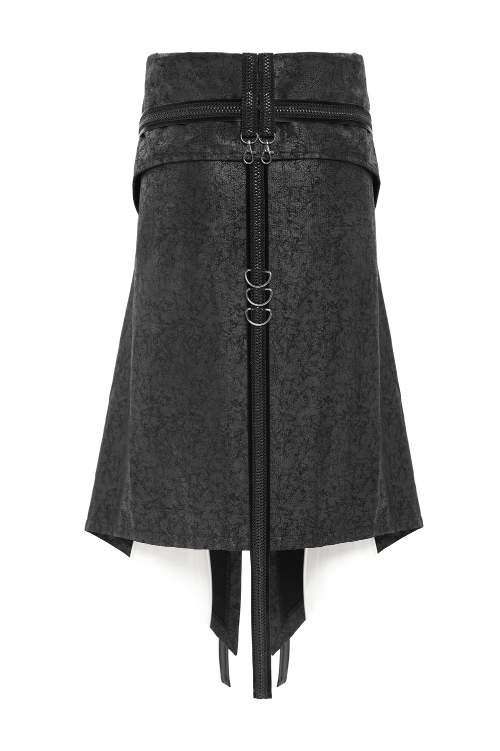 Gothic Punk Layered Strap Skirt with Zippers and Rings
